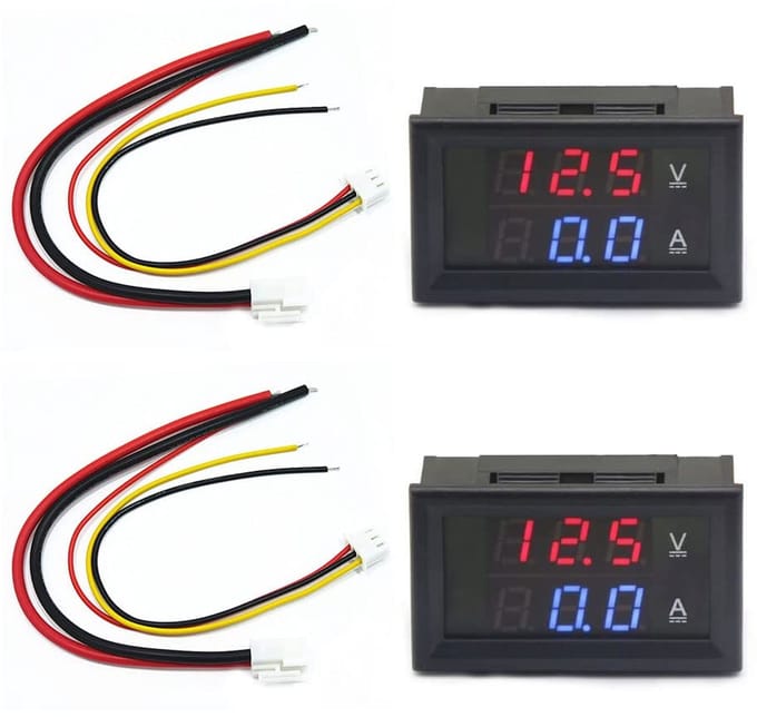 LED Voltmeter en Amperemeter 0.28" - 2 Stuks - DC 0-100V 10A Meter met Tweekleurig Display