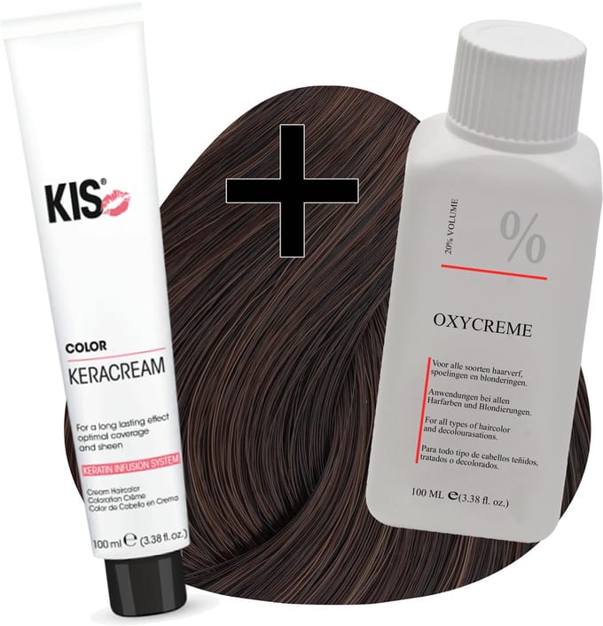 KIS haarverfset - 6H Donker hazelnoot blond  - haarverf & waterstofperoxide