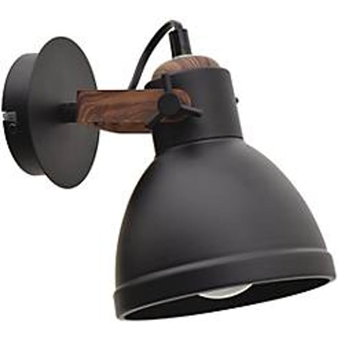 meet by Paperflow Elix wandlamp zwart/acacia, metaal, 130×190×170 mm, E14, netvoeding