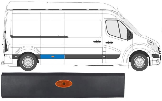 Zijwand sierlijst met positielicht voor Renault Master 2010- / Rechts / Set