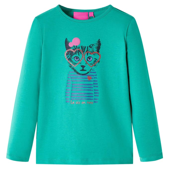 vidaXL - Kindershirt - met - lange - mouwen - 116 - felgroen