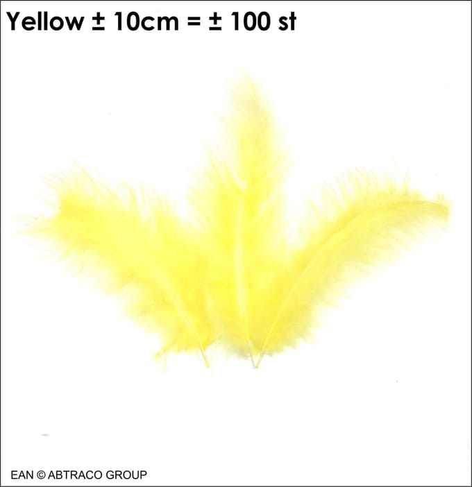 Pluim / Veertjes kleur GEEL ± 100 st / ± 10cm (ean=sku