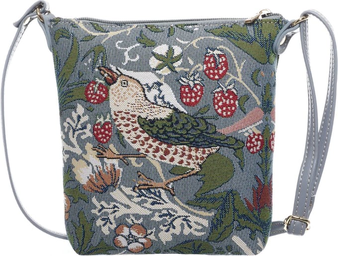 Elegant smal tasje - Strawberry Thief Grey - Grijs - William Morris