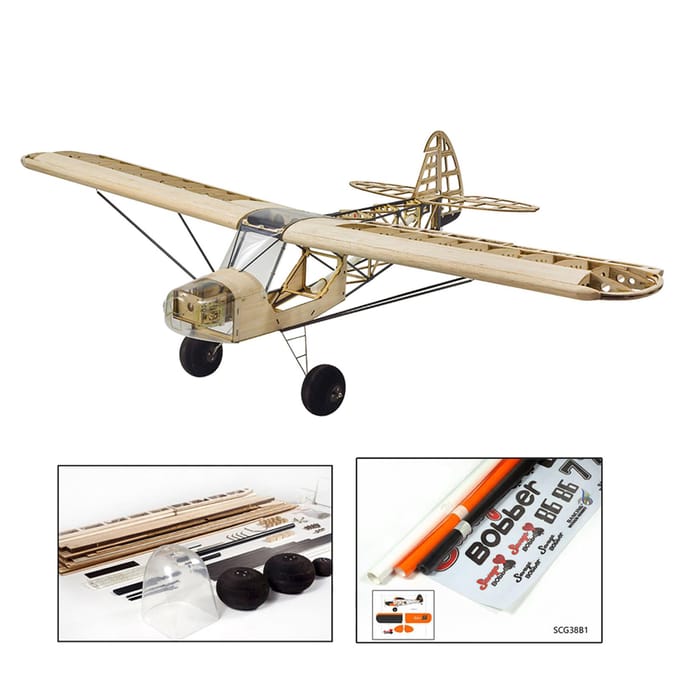 Dancing Wings Hobby S38 Savage Bobber 1000mm Spanwijdte Balsa Hout Afstandsbediening Vliegtuig KIT/ Type 4 zwart