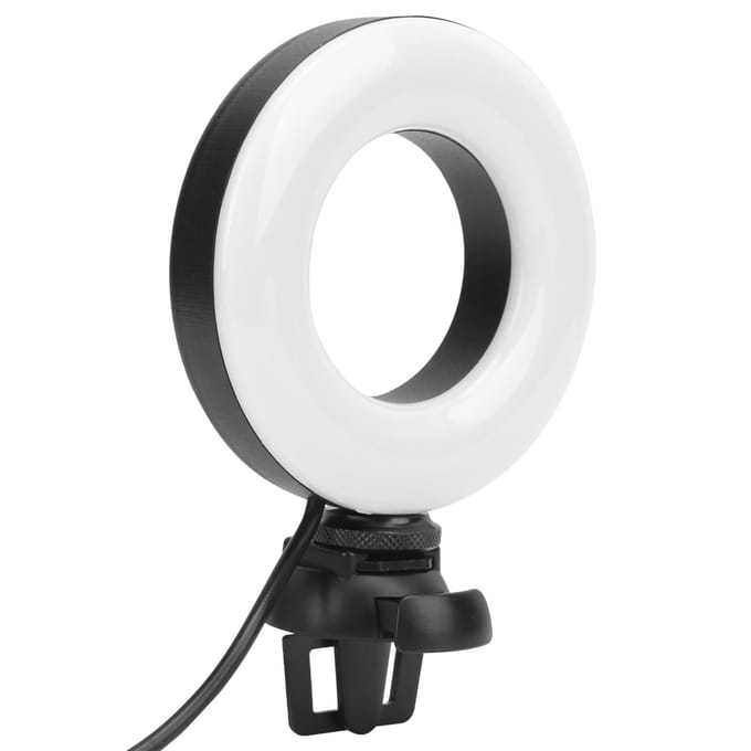 YT‑48 Lumière d'appoint LED ronde 4 pouces pour réunion en ligne, diffusion en direct, vlogging, tournage, éclairage white