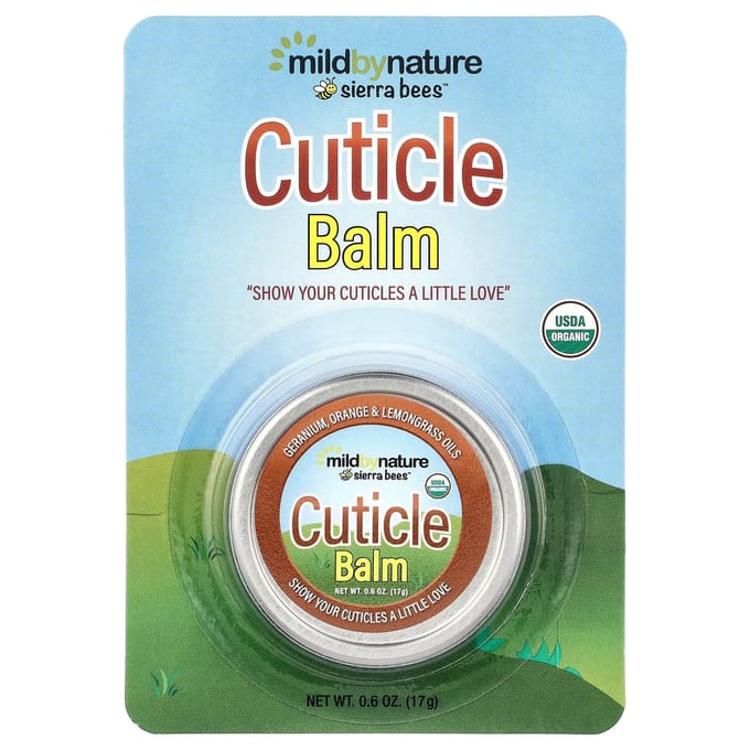 Mild By Nature, Sierra Bees™, Baume Soin Cuticules, Géranium, Orange & Citronnelle, 0,6 oz (17 grammes) brown