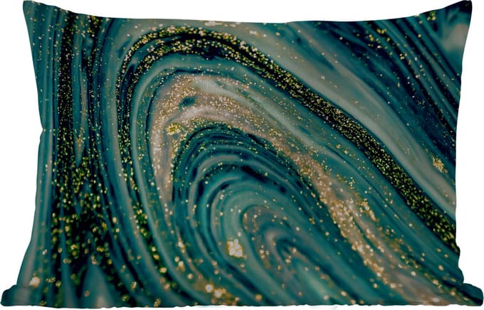 Buitenkussens - Tuin - Marmerlook - Luxe - Goud - Turquoise - Glitter - 50x30 cm