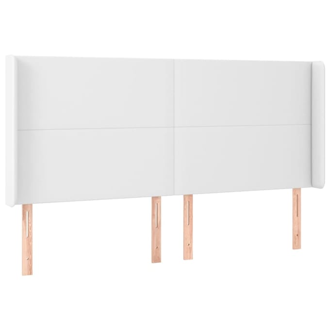 vidaXL - Hoofdbord - LED - 203x16x118/128 - cm - kunstleer - wit