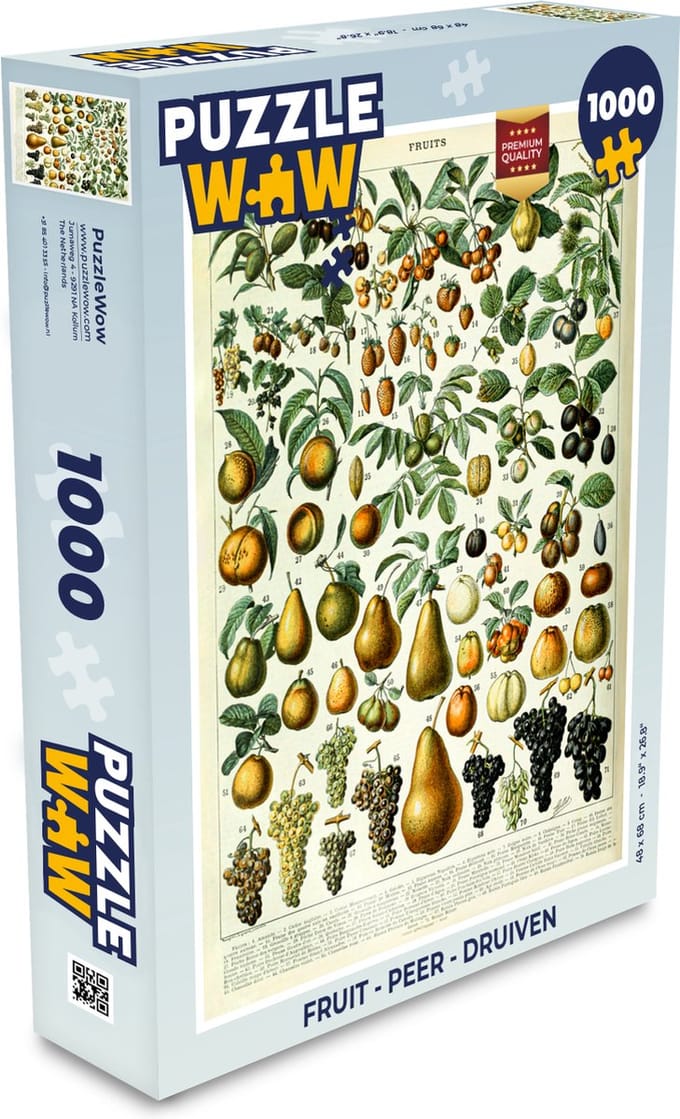 Puzzel Adolphe Millot - Vintage - Fruit - Peer - Druiven - Legpuzzel - Puzzel 1000 stukjes volwassenen