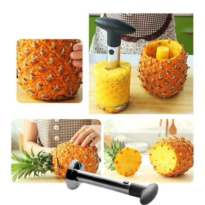 Roestvrijstalen Ananas Rasp Snijder Keukenhulpje Fruit Schiller Ontkerner Rasp Keukengereedschap black