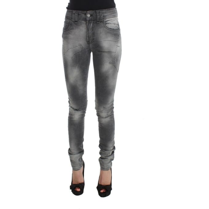 John Galliano Grijs Gewassen Katoenmengsel Slim Fit Denim Jeans Broek