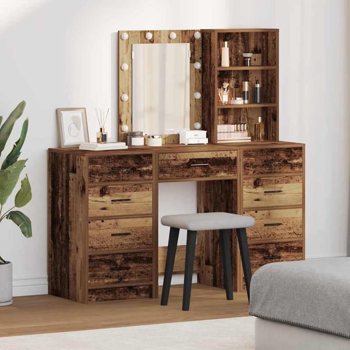 vidaXL - Kaptafel - 3 - st - Bruin - 40 - x - 41 - x - 135 - cm - Bewerkt - hout