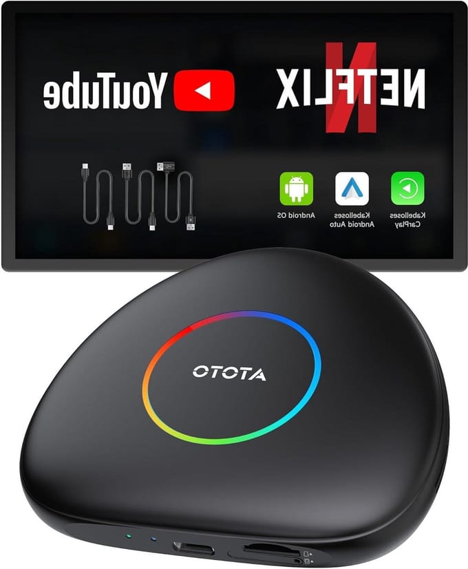 CarPlay AI Box - Android Auto Adapter - Draadloos Auto Entertainment - Met ChatGPT Integratie - 4GB+64GB - Zwart