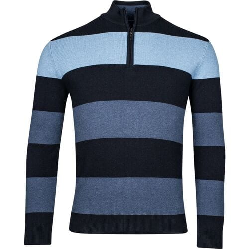 Baileys Trui Half Zip Yarn Dyed Stripe Cotton Midden Blauw / male