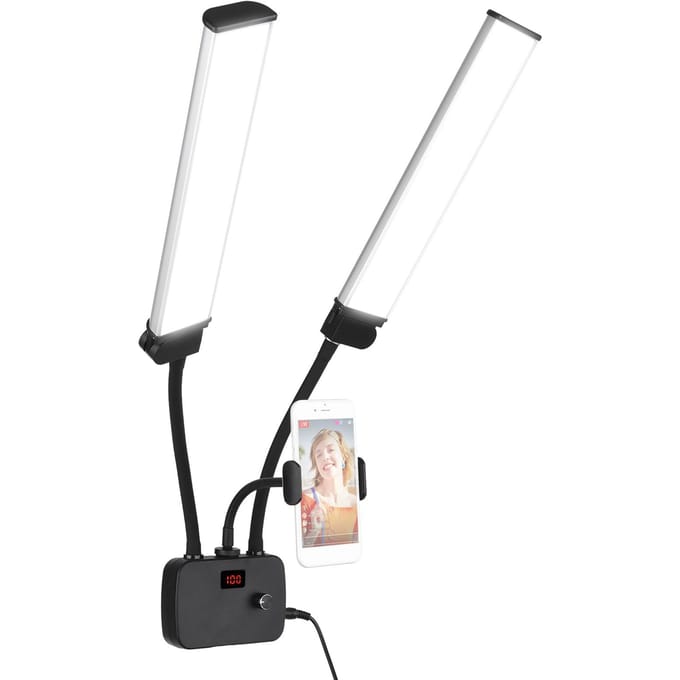 Flexibele dubbele armen LED-invullicht Tweekleurige dimbare schoonheid LED-videolampen 3200K-4500K-5600K 3 EU Plug white