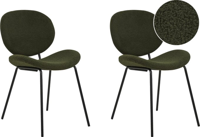 LUANA - Eetkamerstoel set van 2 - Donkergroen - Bouclé
