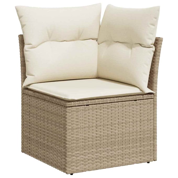 vidaXL - 9-delige - Loungeset - met - kussens - poly - rattan - beige