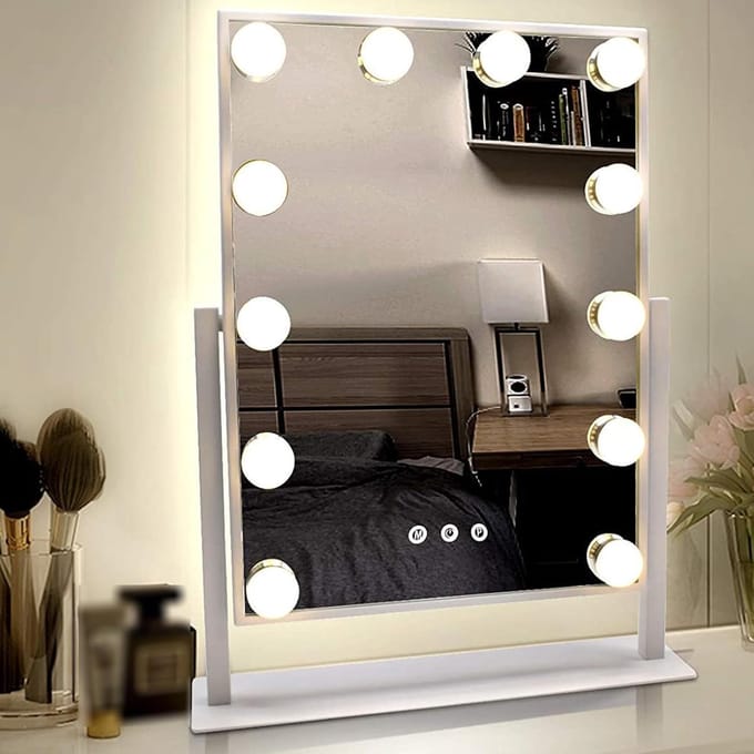 Make-up spiegel - Verlichte spiegel - Schoonheidsroutine - 360 graden rotatie - Wit