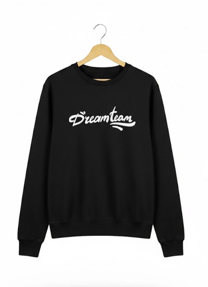 Zwarte DREAMTEAM sweater - Biologisch katoen - Wit Artwork - maat S - Trui Dames - Lilypilly