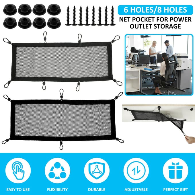 Kabel Organizer Houder Onder Bureau Draad Management Net Grote Capaciteit Flexibel Verstelbaar Privacy Onder Bureau Mesh Kabel Organizer gray