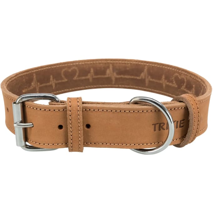 Trixie Rustic fatleather Halsband Heartbeat L-XL: 55-65 cm/40 mm Bruin