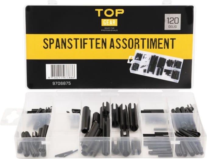 Topgear Assortimentbox paspennen en spanstiften - 120 stuks - zwart