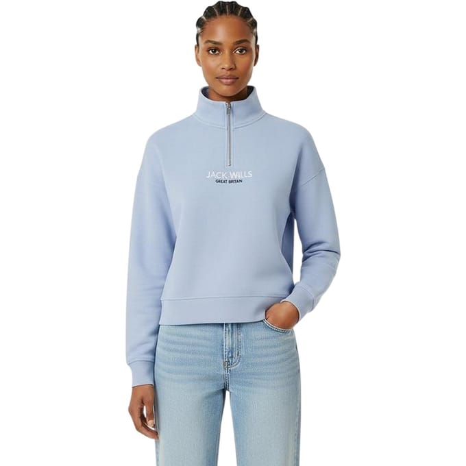 Jack Wills Dames/Dames Honeylane Sweatshirt met halve rits (Zacht Blauw)