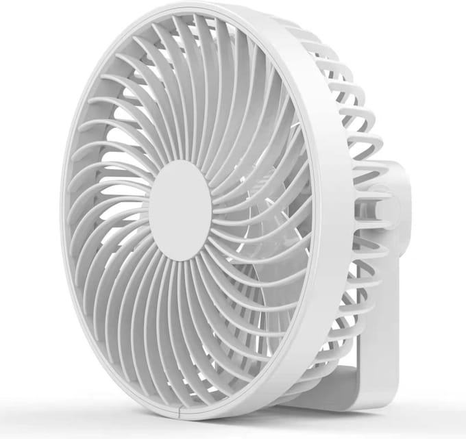 Ipexnl® draagbare ventilator 3-in-1 Maximale cooling - Licht - 4 snelheden ventilator - Waterbestendig - Draadloos - Stil - Wit