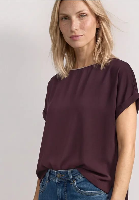 2-in-1-Shirt van chiffon met boothals