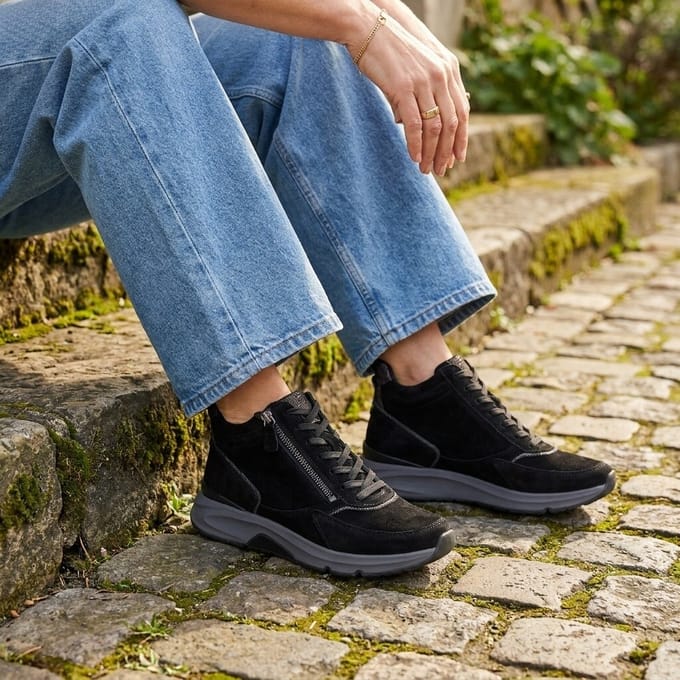 Gabor Rollingsoft Veterboots zwart Suede - Maat 9,5