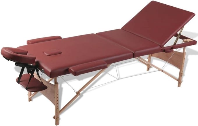 Inklapbare 3-zone massagetafel met houten frame voor professioneel gebruik