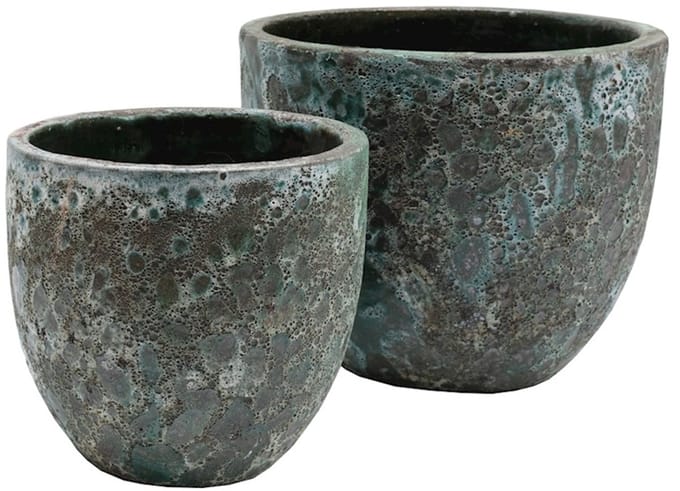 Bloempot Laki relic| jade | Set van 2 stuks | Ø36/25 x H34/25 cm