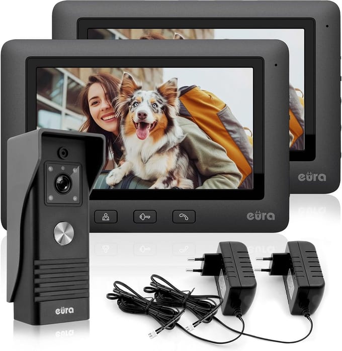 Video Deurintercom Systeem 4-Draad Aansluiting met Twee 7-Inch Kleurenschermen