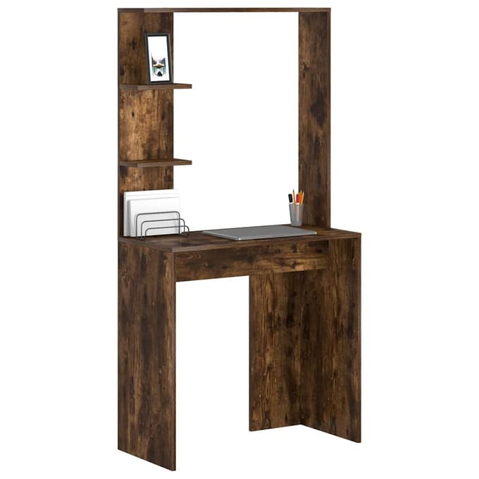 vidaXL - Bureau - Rook - Eiken - Bewerkt - hout - 78,5 - x - 37 - x - 154,5 - cm