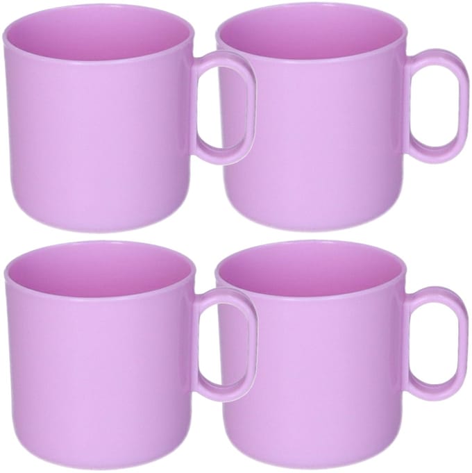 Plasticforte onbreekbare Drinkbekers - 4x - kunststof - 320 ml - paars - kinderen - camping - mokken
