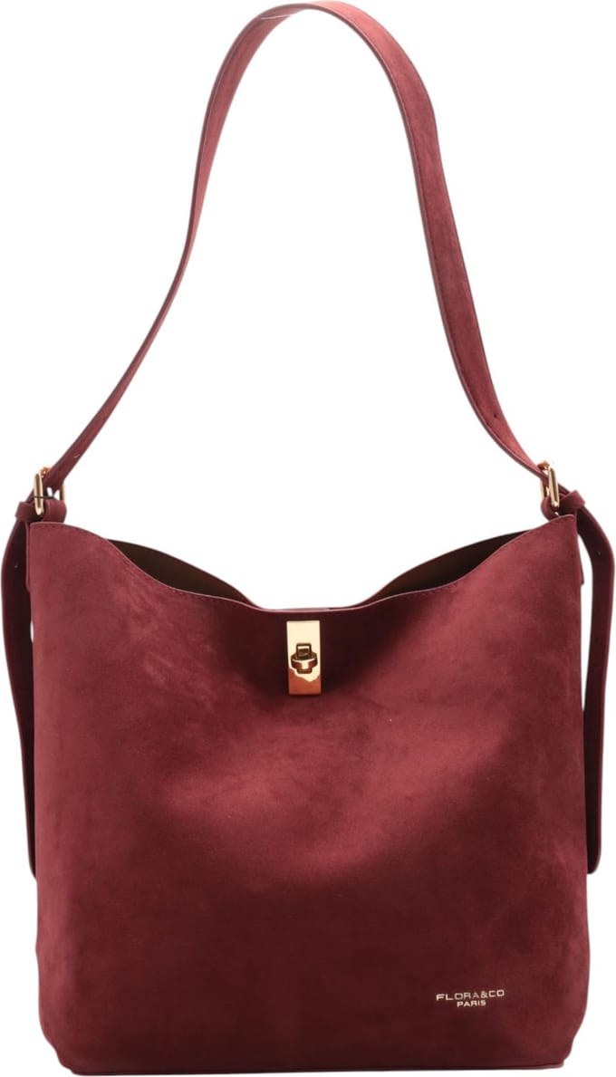 Flora&Co - Handtas - Suede look - bordeaux