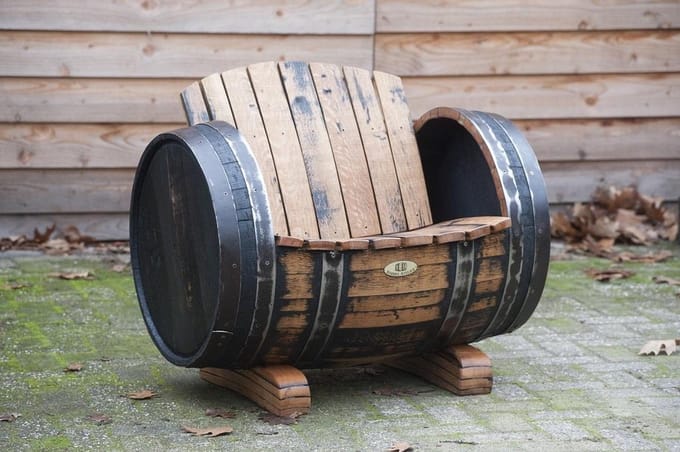 Whiskyvat Stoel "Lowland" 225l. geborsteld, geschuurd, geolied
