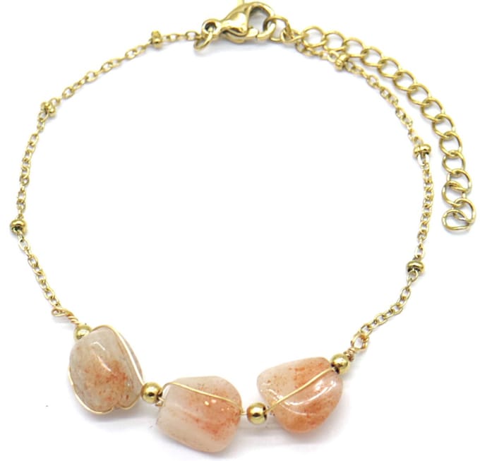 Armband Dames - Steentjes - RVS - Lengte 16-19 cm - Goudkleurig