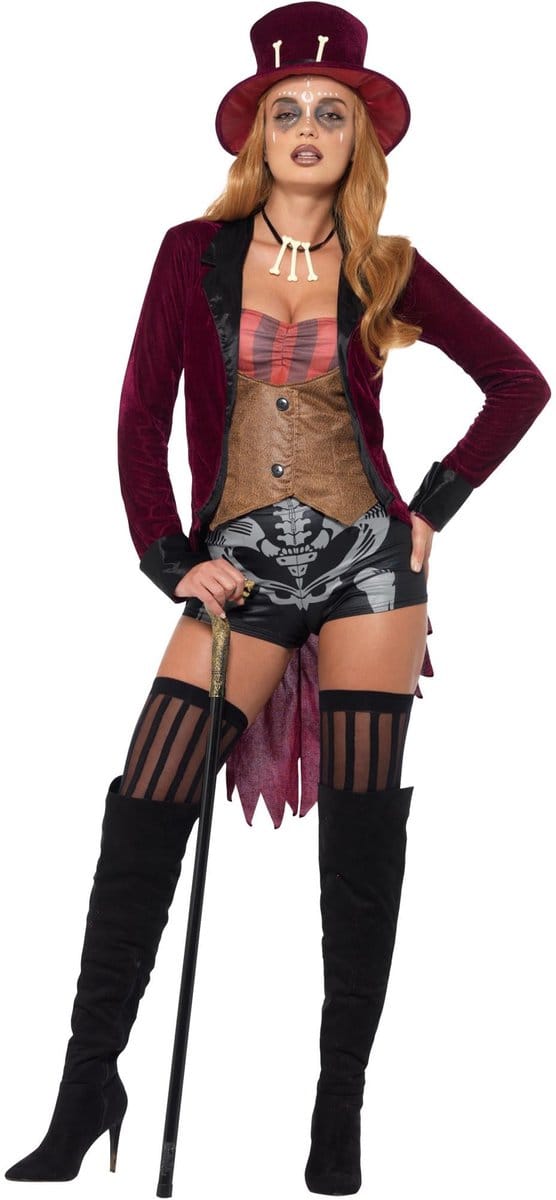 Fever - Voodoo Kostuum - S - Zwart/Rood
