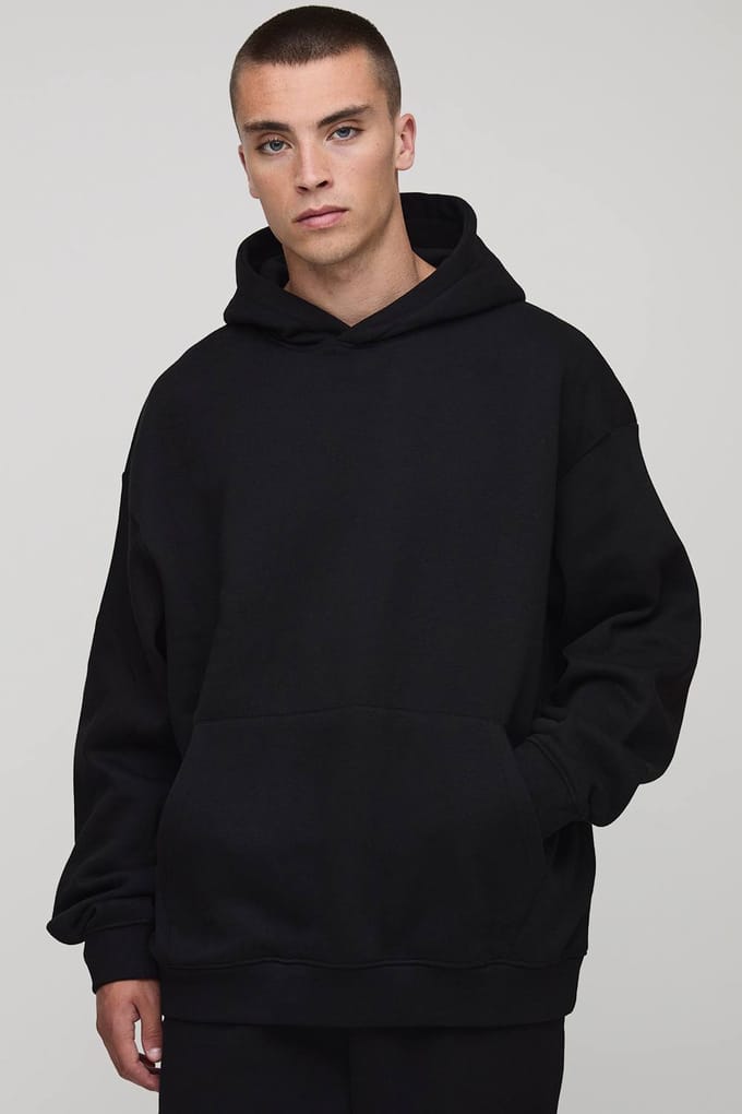 Essential Oversized Over the Head Hoodie | Black | Size Small