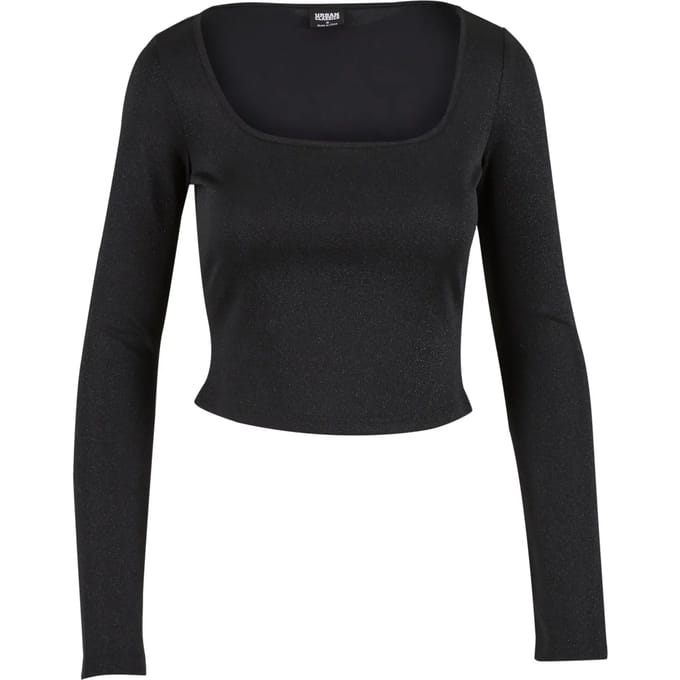 Urban Classics - Glitter Square Neck Crop top - 5XL - Zwart