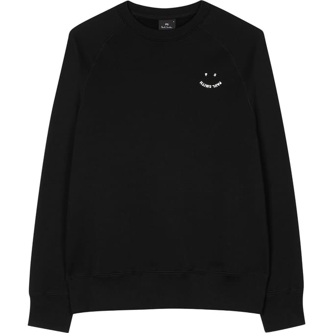 Paul Smith Mens Sweat Ps Happy Emb Black Größe: S | Pullover Outlet | Herren | Schwarz