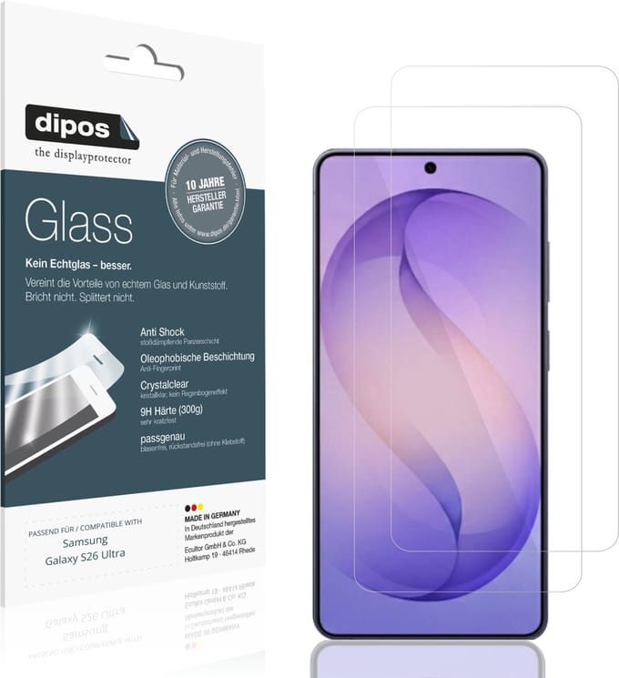 dipos – 2x Pantserfolie geschikt voor Samsung Galaxy S26 Ultra | 9H Screenprotector
