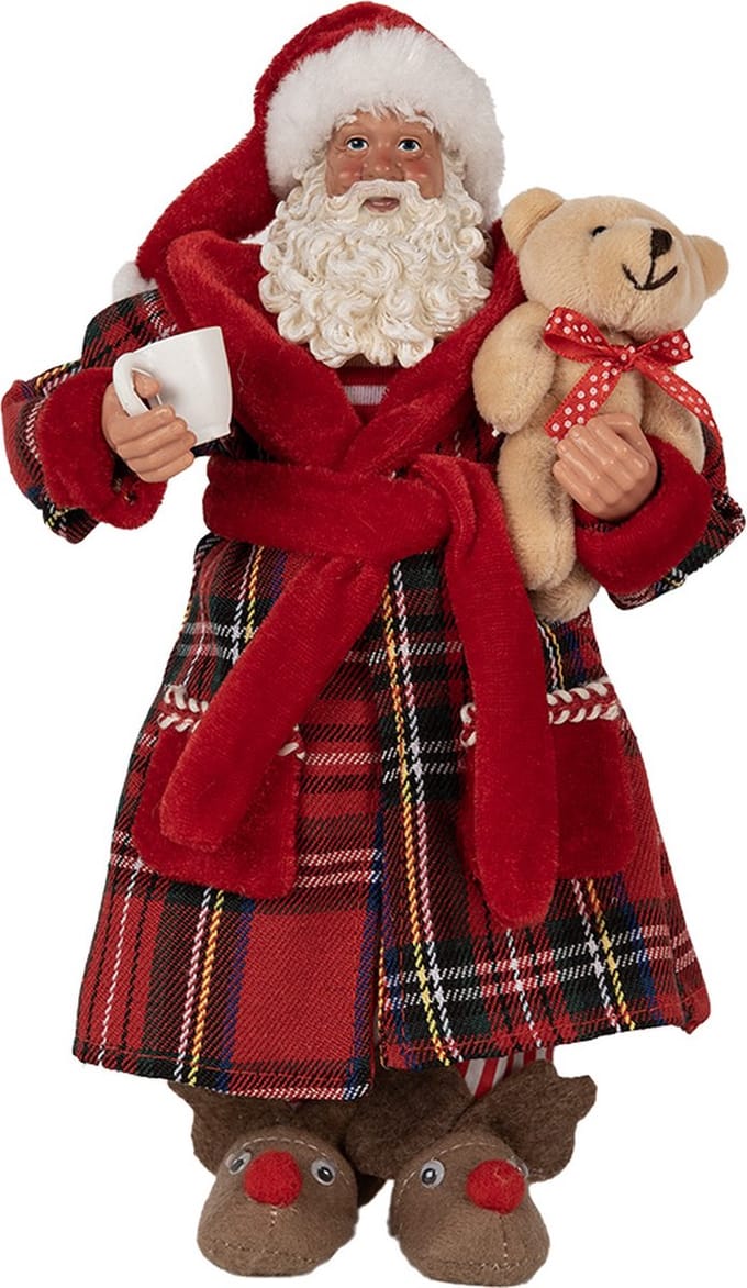 Clayre & Eef Kerstdecoratie Beeld Kerstman 27 cm Rood Kunststof