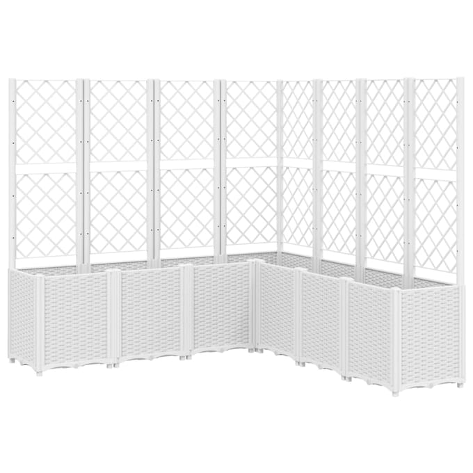 vidaXL - Plantenbak - met - latwerk - 160x160x140 - cm - polypropeen - wit