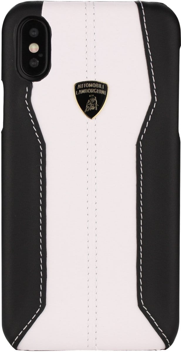 Wit hoesje van Lamborghini - Backcover - D1 Serie - iPhone XR - Genuine Leather - Echt leer