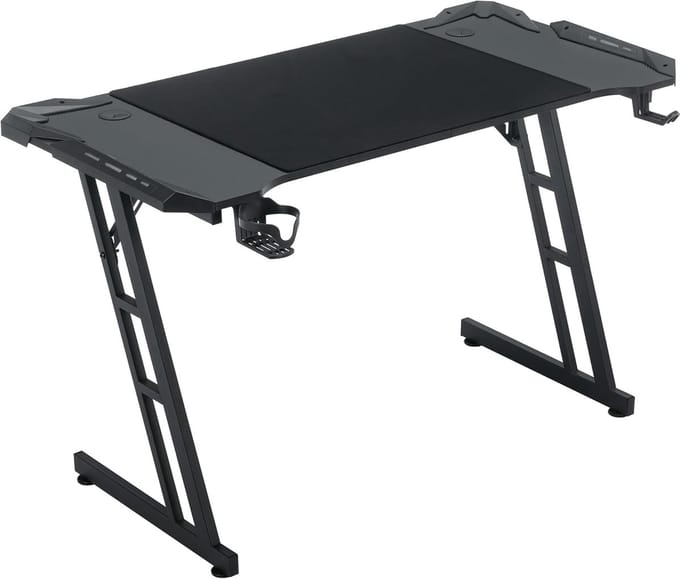 Stabiel Gaming Bureau met Hoofdtelefoonhaak en Bekerhouder, 140x60 cm