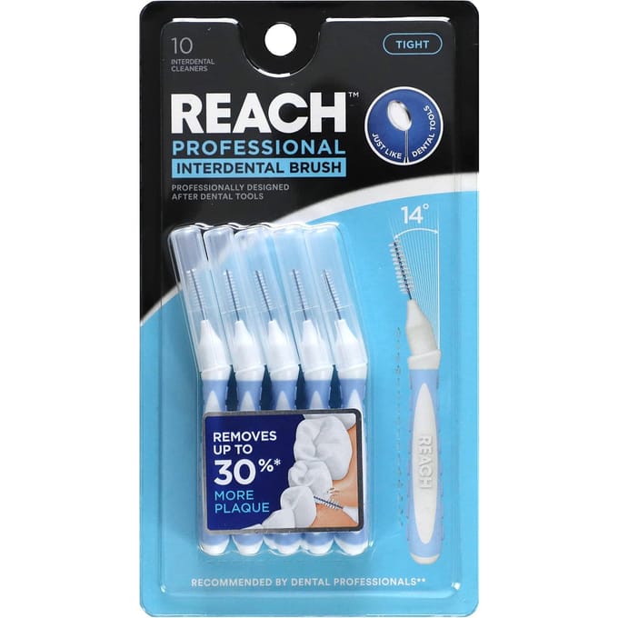 Reach, Brosse interdentaire professionnelle, Tight, 10 brossettes interdentaires blue