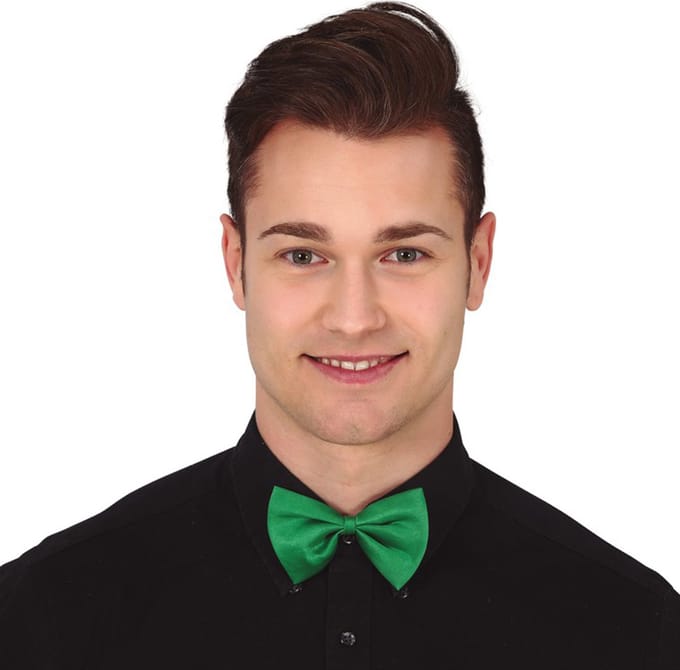 Fiestas Guirca Carnaval verkleed vlinderstrikje - groen - polyester - volwassenen/unisex