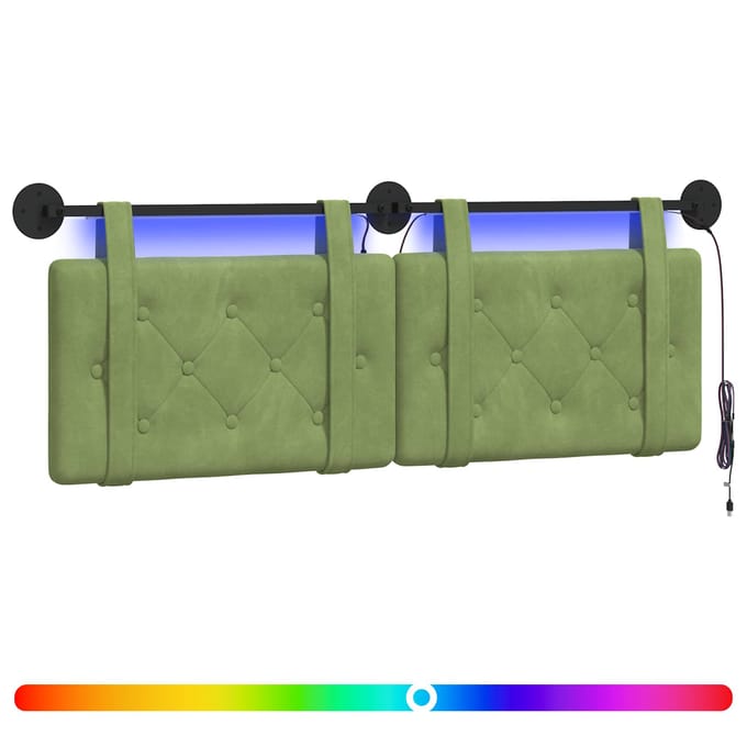 vidaXL - Hangend - hoofdbord - Met - LED-verlichting - Lichtgroen - Fluweel